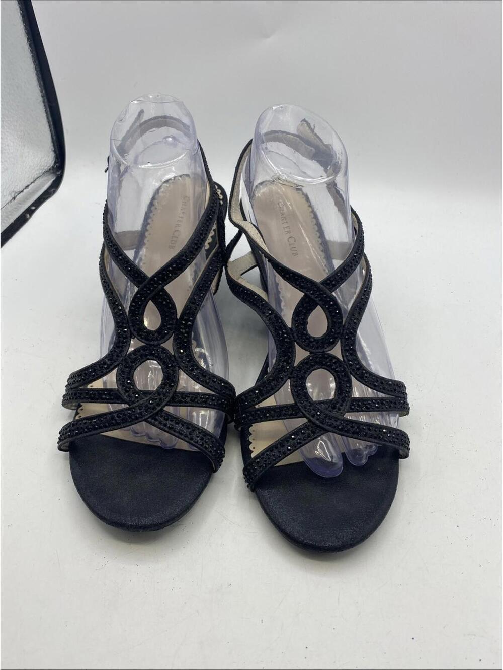 Charter Club Womens Kelsah Metallic Embellished Wedges Size 10 M Black